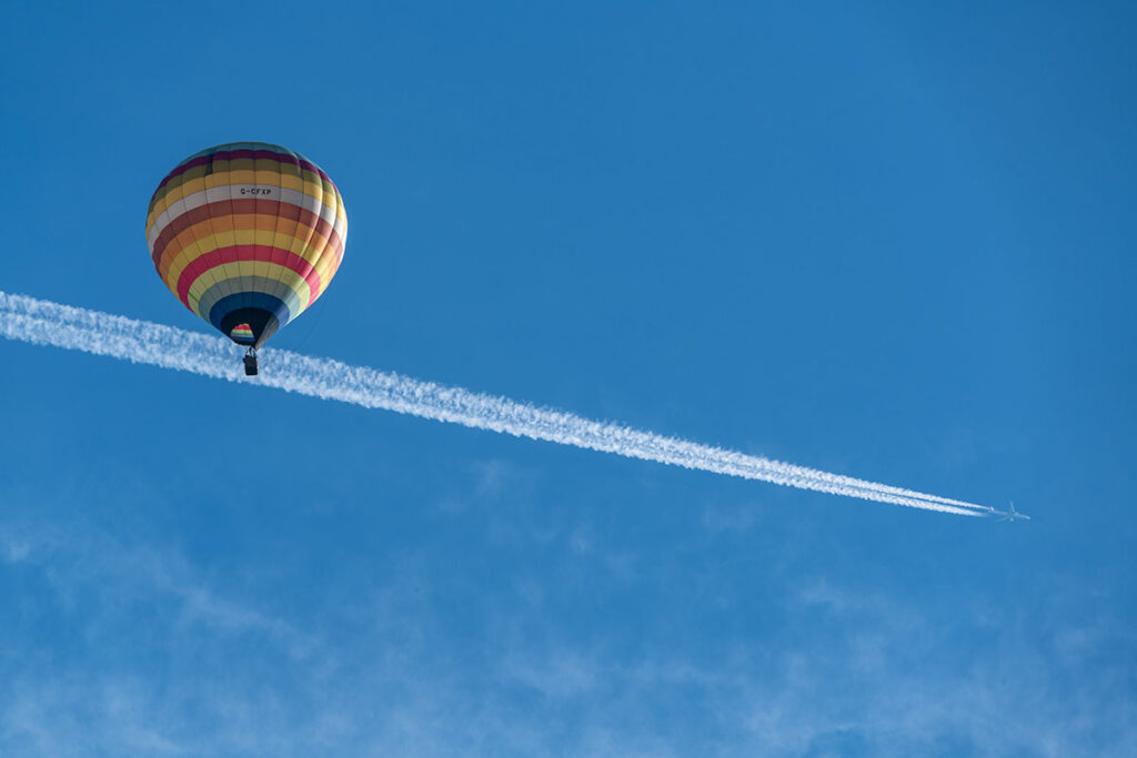 Balloon and aeroplane